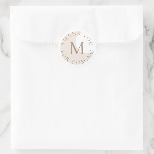 Blush Moon Modern Thank You Favor Classic Round Sticker (Bag)