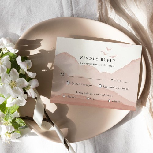 Blush Mountain Range Landscape RSVP Response Card