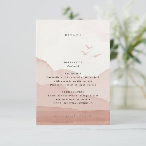 Blush Mountain Range Landscape Wedding Details  Enclosure Card