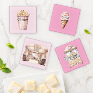 Blush Movie Time Popcorn Coaster Set