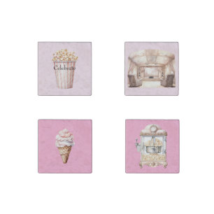 Blush Movie Time Popcorn Stone Magnet