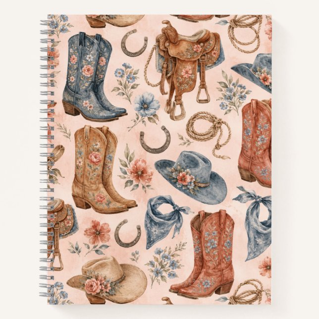 Blush Nashville Cowgirl Boots Saddle Notebook (Front)
