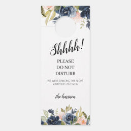 Blush Navy Blossom Wedding Welcome Do Not Disturb Door Hanger