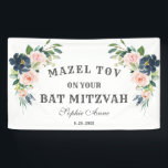 Blush Navy Blue Flowers Bat Mitzvah Welcome Sign<br><div class="desc">Charming Watercolor Floral and typography design. It features pink and navy blue watercolor flowers, "MAZEL TOV ON YOUR BAT MITZVAH" typography, on a white background. Use Personalise tool to add your info. It can be edited to work for any special occasion (wedding, birthday, graduation etc.). Use Personalize tool to add...</div>