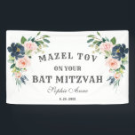 Blush Navy Blue Flowers Bat Mitzvah Welcome Sign<br><div class="desc">Charming Watercolor Floral and typography design. It features pink and navy blue watercolor flowers, "MAZEL TOV ON YOUR BAT MITZVAH" typography, on a white background. Use Personalise tool to add your info. It can be edited to work for any special occasion (wedding, birthday, graduation etc.). Use Personalize tool to add...</div>