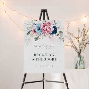 Blush Navy Blue Soft Pastel Pink Wedding Welcome Foam Board