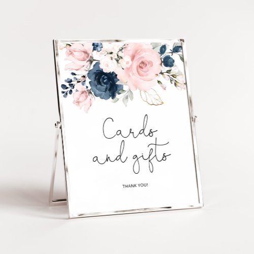 Blush navy floral Cards and gifts Poster