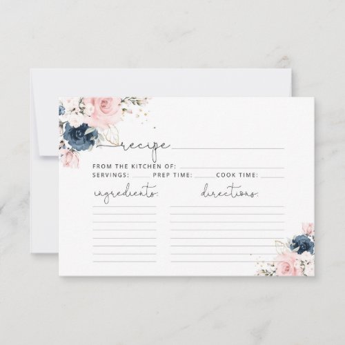 Blush navy floral recipe card