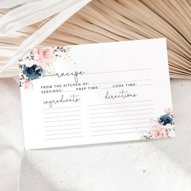 Blush navy floral recipe card (Creator Uploaded)