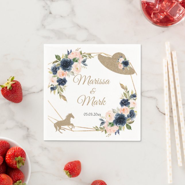 Blush & Navy Kentucky Derby Wedding  Napkins (Insitu)