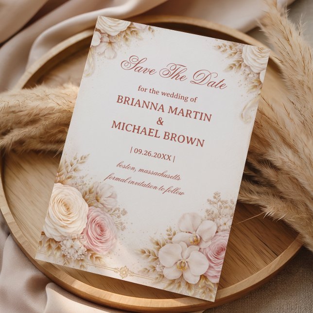 Blush Neutral Floral Elegant Save The Date (Creator Uploaded)