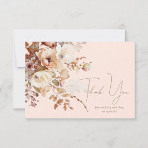 Blush Neutral Floral Thank You Note Card
