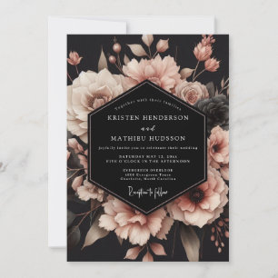 Blush Noir Bloom Wedding Invitation