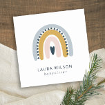 BLUSH OCHRE NAVY SCANDI HEART RAINBOW BABYSITTER SQUARE BUSINESS CARD<br><div class="desc">For any further customisation or any other matching items,  please feel free to contact me at yellowfebstudio@gmail.com</div>