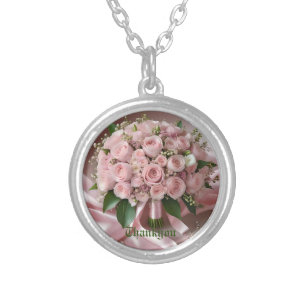 "Blush of Love: A Bouquet of Timeless Romance" Silver Plated Necklace