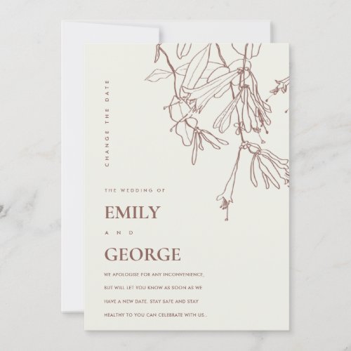BLUSH OFF WHITE DRAWING FLORA CHANGE THE DATE CARD