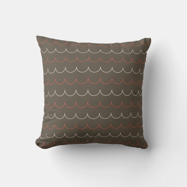 Blush, Olive & Rust Scallop Pillow  (Front)