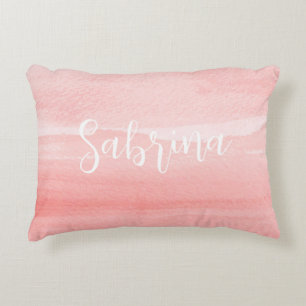 Blush Ombre for Girls with Name Accent Pillow