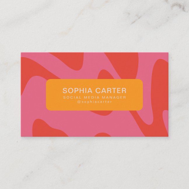Blush Orange Abstract Social Media Manager Business Card