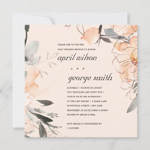 BLUSH ORANGE FLORAL POST WEDDING BRUNCH INVITE