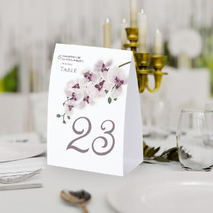 Blush Orchid Charm Wedding Table Number Card Paper Table Tent