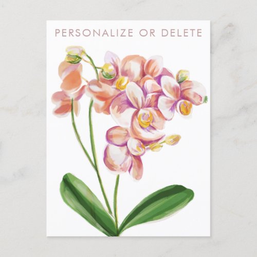   Blush Orchid Watercolor Chic Floral Personalized Postcard