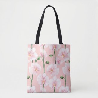 Blush Orchids Peachy Seamless Pattern Tote Bag