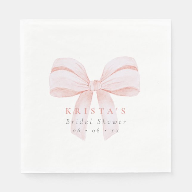 Blush Oversize Bow Bridal Shower Napkins (Front)