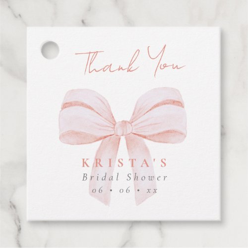 Blush Oversize Bow Bridal Shower Thank You Favor Tags