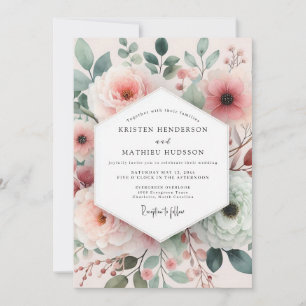 Blush Painterly Rose Wedding Invitation
