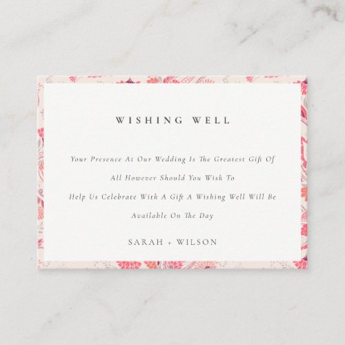 Blush Paisley Typography Wedding Wishing Well Enclosure Card