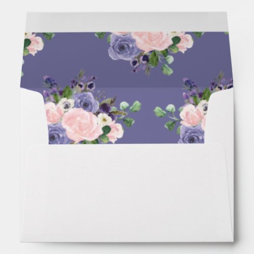 Blush Pale Pink Lavender Purple Floral Wedding Envelope