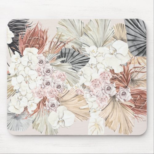 Blush Pampas Grass Floral Tropical Jungle Mouse Pad