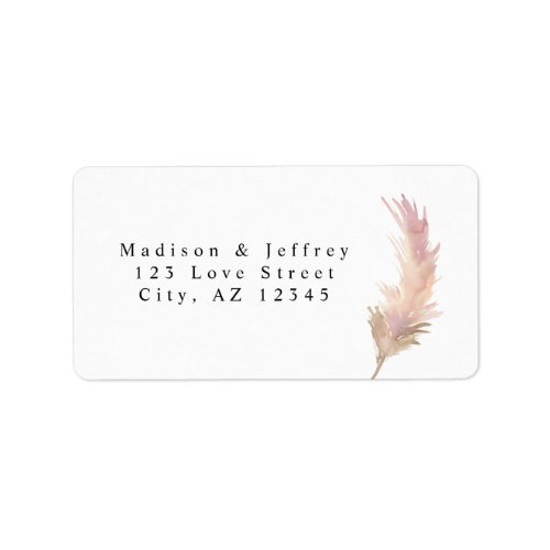 Blush Pampas Grass Minimalist Wedding Address Label