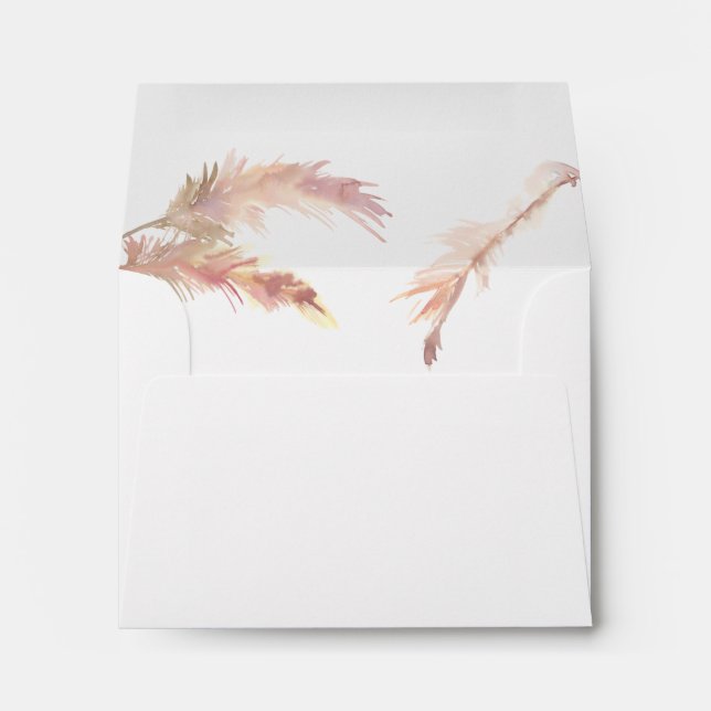 Blush Pampas Grass Minimalist Wedding Envelope (Back (Bottom))