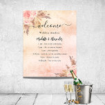 Blush pampas rose floral wedding program timeline poster<br><div class="desc">A modern,  elegant wedding program,  timeline.  Blush,  rose gold gradient background decorated with pampas grass and blush pink florals,  roses. Personalize and add your names and wedding details. Black colored letters.  If you have more text it's possible to reduce the line space.</div>