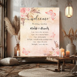 Blush pampas rose floral wedding program timeline poster<br><div class="desc">A modern,  elegant wedding program,  timeline.  Blush,  rose gold gradient background decorated with pampas grass and blush pink florals,  roses. Personalize and add your names and wedding details. Black colored letters.  If you have more text it's possible to reduce the line space.</div>