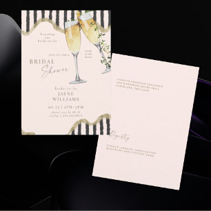 Blush Party in the House Champagne Toast Bridal Invitation