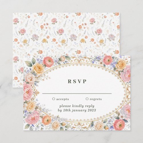 Blush Pastel Flowers Kindly reply wedding Invitation