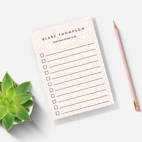 Blush  Pastel Leopard Print To_Do List Post_it Notes