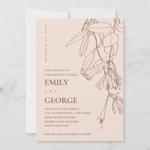 BLUSH PASTEL LINE DRAWING FLORAL ENGAGEMENT INVITE