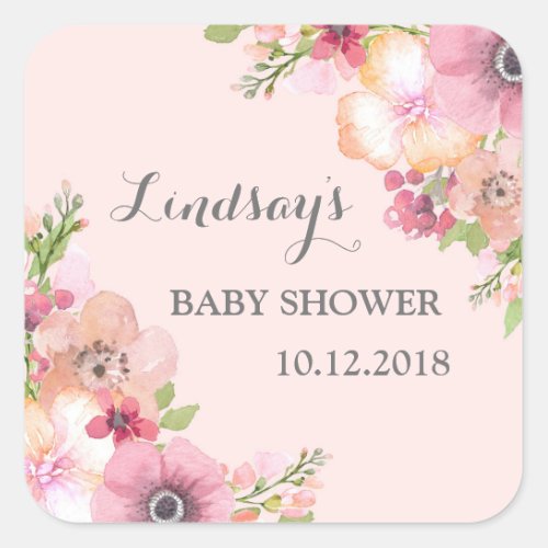 Blush Pastel Pink Floral Baby Shower Tags