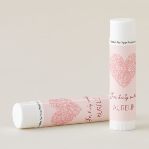 Blush pastel pink scribble heart Valentine gift  Lip Balm