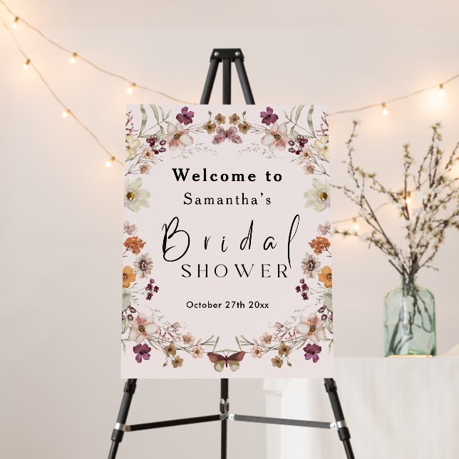 Blush Pastel Wildflower Modern Boho Bridal Shower Foam Board (In Situ (Stand))