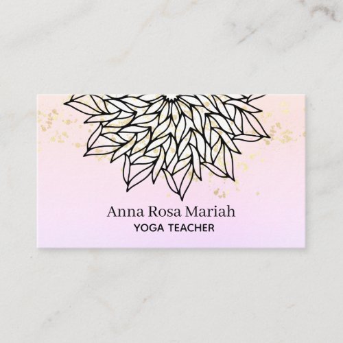  Blush Pastels Mandala Glitter Spiritual Yoga Business Card
