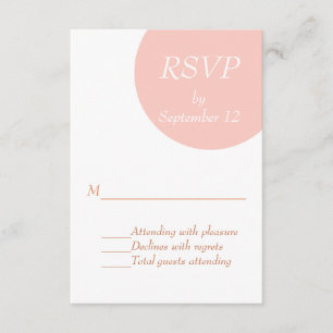 Blush Peach and White Modern Wedding RSVP Card