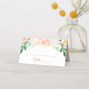 Blush Peach Blossom Flowers Wedding Place Card