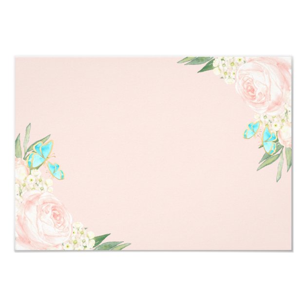Blush Peach Blossom Flowers Wedding Reception Card