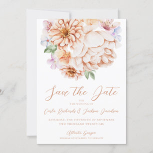 Blush Peach Bright Colorful Floral Invitation