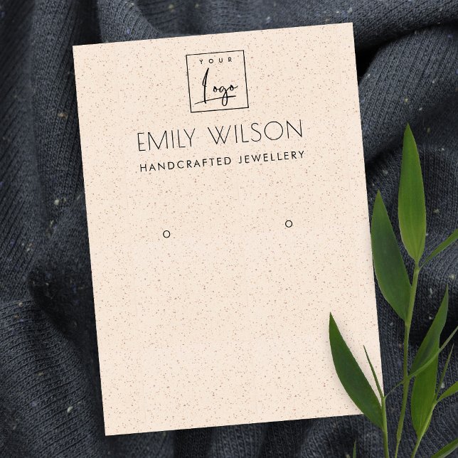 BLUSH PEACH CERAMIC TEXTURE EARRING DISPLAY LOGO BUSINESS CARD (Creator Uploaded)